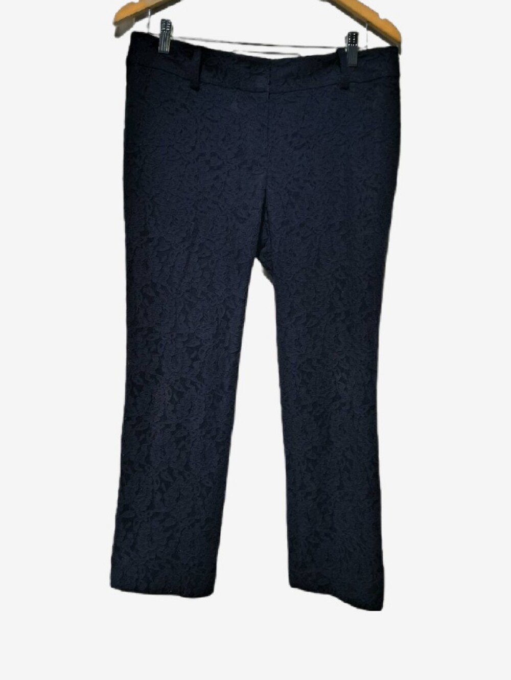 Ann Taylor Navy Blue Floral Lace Overlay Trousers Straight Leg Pants Size 6